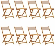 Sulankstomos sodo kėdės, 8vnt., taupe, audinys/mediena