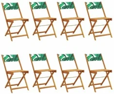 Sulankstomos sodo kėdės, 8vnt., žalios, audinys ir mediena