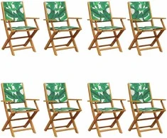Sulankstomos sodo kėdės, 8vnt., žalios, audinys ir mediena