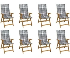 Sulankstomos sodo kėdės su pagalvėlėmis, 8vnt., akacija