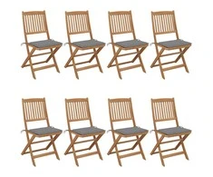 Sulankstomos sodo kėdės su pagalvėlėmis, 8vnt., akacija