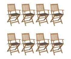 Sulankstomos sodo kėdės su pagalvėlėmis, 8vnt., akacija