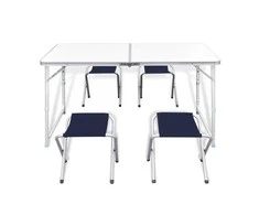 Sulankstomo stovyklavimo stalo ir 4 kėdžių komplektas, 120x60cm