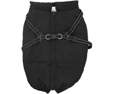 Šunų kailis su diržais, atsparus vandeniui, juodas, 4XL