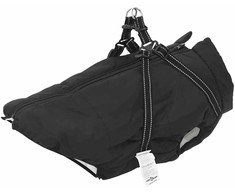 Šunų kailis su diržais, atsparus vandeniui, juodas, 3XL