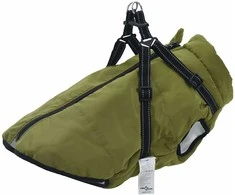 Šunų kailis su diržais, atsparus vandeniui, žalias, 6XL