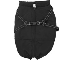 Šunų kailis su diržais, atsparus vandeniui, juodas, 3XL