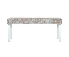 Suoliukas, baltas, 110cm, Kubu ratanas ir mango masyvas
