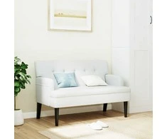 Suoliukas su atlošu, baltas, 112x65,5x75cm, dirbtinė oda