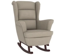 Supamas krėslas su kaučiukmedžio kojomis, pilkas, aksomas