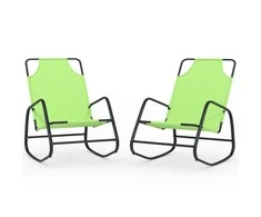 Sofa Supami saulės gultai, 2vnt., žali, plienas ir tekstilenas