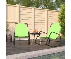 Sofa Supami saulės gultai, 2vnt., žali, plienas ir tekstilenas