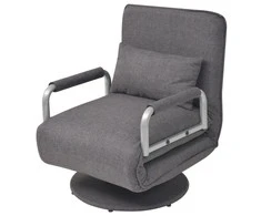 Supamoji kėdė ir sofa-lova, tamsiai pilka, audinys