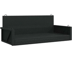 Sūpynės-suoliukas, juodos spalvos, 119x56x48cm, poliratanas