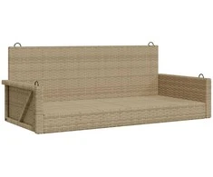 Sūpynės-suoliukas, smėlio spalvos, 119x56x48cm, poliratanas