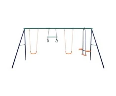 Sūpynių rinkinys su gimnastikos žiedais ir 4 sūpynėmis, plienas