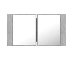Veidrodinė vonios spintelė su LED, betono, 80x12x45cm, akrilas