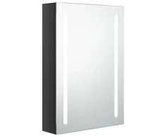 Veidrodinė vonios spintelė su LED apšvietimu, juoda, 50x13x70cm