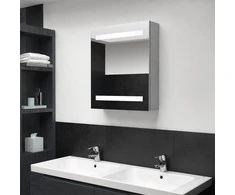 Veidrodinė vonios spintelė su LED, betono pilka, 50x14x60cm