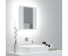 Veidrodinė vonios spintelė su LED, balta, 40x12x45cm, akrilas