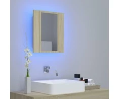 Veidrodinė vonios spintelė su LED, ąžuolo, 40x12x45cm, akrilas