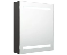 Veidrodinė vonios spintelė su LED, antracito, 50x14x60cm