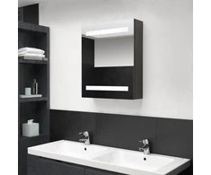 Veidrodinė vonios spintelė su LED, antracito, 50x14x60cm