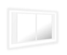 Veidrodinė vonios spintelė su LED, balta, 80x12x45cm, akrilas