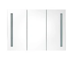 Veidrodinė vonios spintelė su LED apšvietimu, pilka, 89x14x62cm