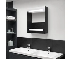 Veidrodinė vonios spintelė su LED apšvietimu, juoda, 50x14x60cm
