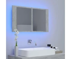 Veidrodinė vonios spintelė su LED, betono, 80x12x45cm, akrilas