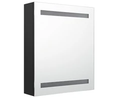 Veidrodinė vonios spintelė su LED apšvietimu, juoda, 50x14x60cm