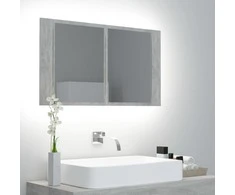 Veidrodinė vonios spintelė su LED, betono, 80x12x45cm, akrilas