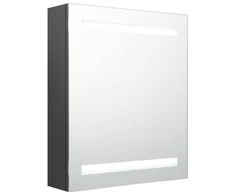 Veidrodinė vonios spintelė su LED apšvietimu, pilka, 50x14x60cm
