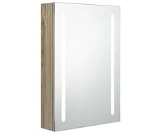 Veidrodinė vonios spintelė su LED, ąžuolo, 50x13x70cm