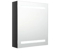 Veidrodinė vonios spintelė su LED apšvietimu, juoda, 50x14x60cm
