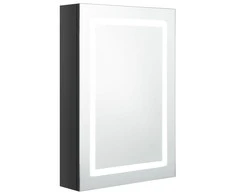 Veidrodinė vonios spintelė su LED, juoda, 50x13x70cm, blizgi