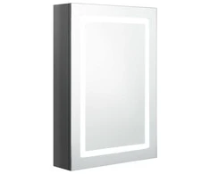Veidrodinė vonios spintelė su LED, pilka, 50x13x70cm, blizgi