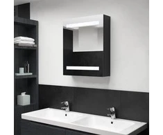 Veidrodinė vonios spintelė su LED apšvietimu, juoda, 50x14x60cm