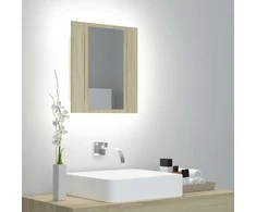 Veidrodinė vonios spintelė su LED, ąžuolo, 40x12x45cm, akrilas