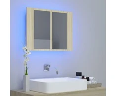 Veidrodinė vonios spintelė su LED, ąžuolo, 60x12x45cm, akrilas