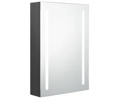 Veidrodinė vonios spintelė su LED apšvietimu, pilka, 50x13x70cm