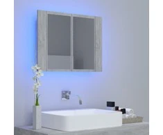 Veidrodinė vonios spintelė su LED, betono, 60x12x45cm, akrilas
