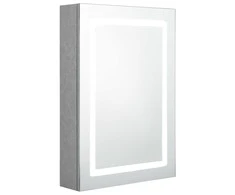 Veidrodinė vonios spintelė su LED, betono pilka, 50x13x70cm