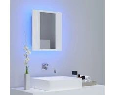 Veidrodinė vonios spintelė su LED, balta, 40x12x45cm, akrilas