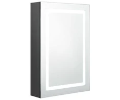 Veidrodinė vonios spintelė su LED apšvietimu, pilka, 50x13x70cm