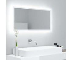 Vonios LED veidrodis, baltas, 90x8,5x37cm, akrilas, blizgus