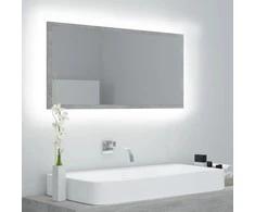 Vonios kambario LED veidrodis, betono, 90x8,5x37cm, akrilas