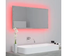 Vonios kambario LED veidrodis, betono, 90x8,5x37cm, akrilas
