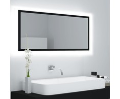 Vonios kambario LED veidrodis, juodas, 100x8,5x37cm, akrilas
